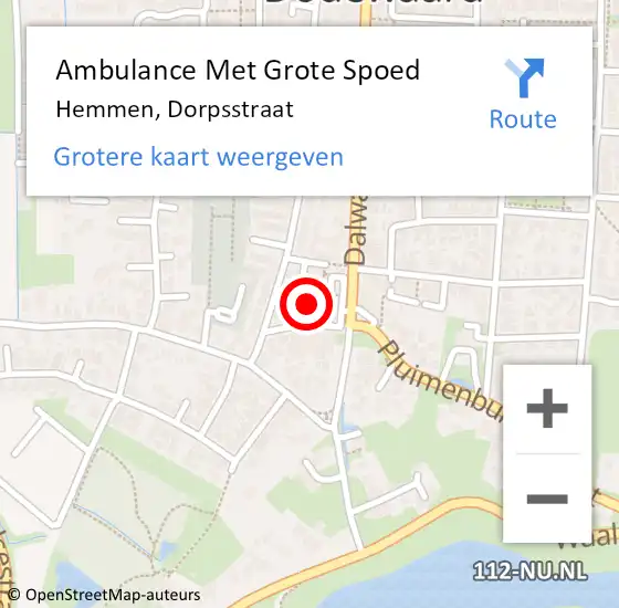 Locatie op kaart van de 112 melding: Ambulance Met Grote Spoed Naar Hemmen, Dorpsstraat op 17 maart 2016 19:33