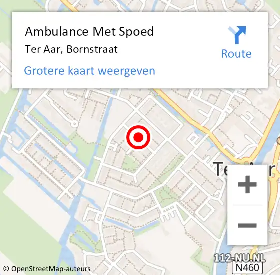 Locatie op kaart van de 112 melding: Ambulance Met Spoed Naar Ter Aar, Bornstraat op 17 maart 2016 19:36