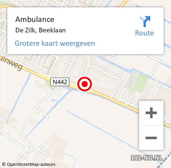 Locatie op kaart van de 112 melding: Ambulance De Zilk, Beeklaan op 9 december 2013 10:17