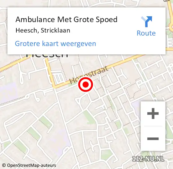 Locatie op kaart van de 112 melding: Ambulance Met Grote Spoed Naar Heesch, Stricklaan op 17 maart 2016 20:03