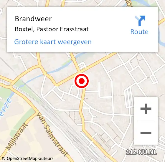 Locatie op kaart van de 112 melding: Brandweer Boxtel, Pastoor Erasstraat op 17 maart 2016 20:13