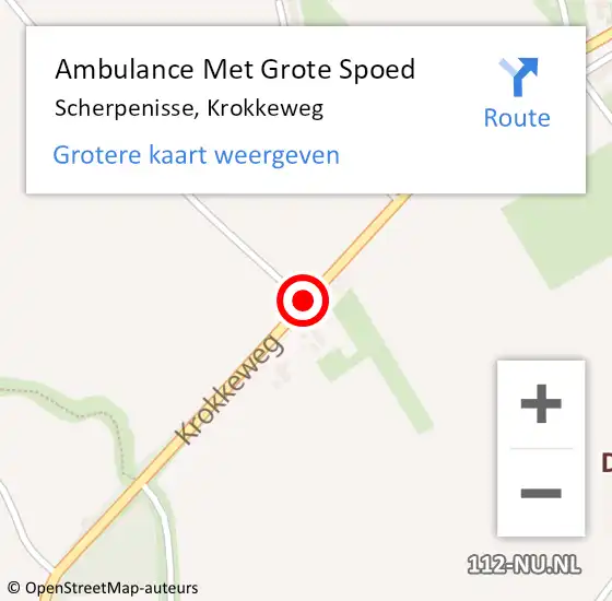 Locatie op kaart van de 112 melding: Ambulance Met Grote Spoed Naar Scherpenisse, Krokkeweg op 17 maart 2016 20:21