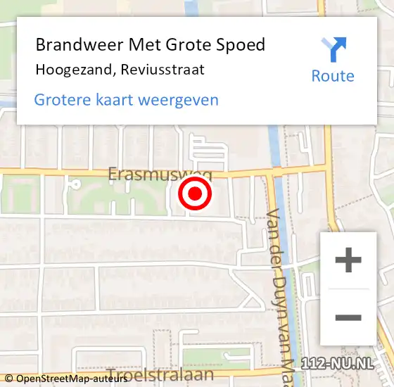 Locatie op kaart van de 112 melding: Brandweer Met Grote Spoed Naar Hoogezand, Reviusstraat op 17 maart 2016 21:10