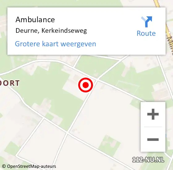 Locatie op kaart van de 112 melding: Ambulance Deurne, Kerkeindseweg op 17 maart 2016 22:03