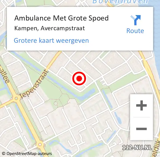 Locatie op kaart van de 112 melding: Ambulance Met Grote Spoed Naar Kampen, Avercampstraat op 17 maart 2016 22:05