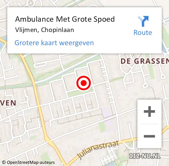Locatie op kaart van de 112 melding: Ambulance Met Grote Spoed Naar Vlijmen, Chopinlaan op 17 maart 2016 23:16