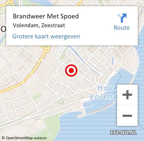 Locatie op kaart van de 112 melding: Brandweer Met Spoed Naar Volendam, Zeestraat op 18 maart 2016 00:30