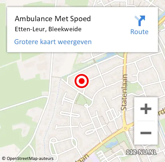 Locatie op kaart van de 112 melding: Ambulance Met Spoed Naar Etten-Leur, Bleekweide op 18 maart 2016 02:30