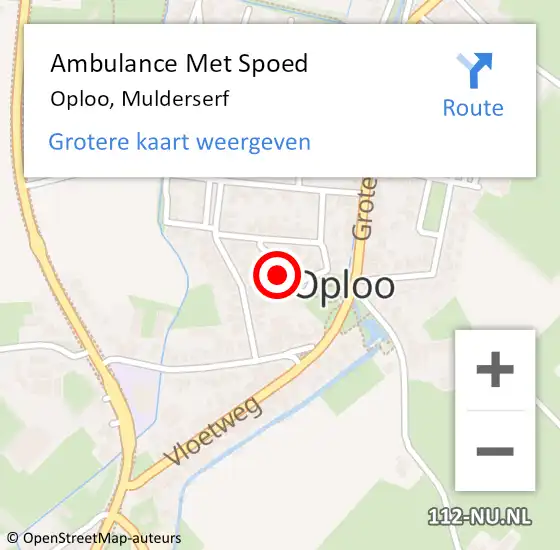 Locatie op kaart van de 112 melding: Ambulance Met Spoed Naar Oploo, Mulderserf op 18 maart 2016 03:52