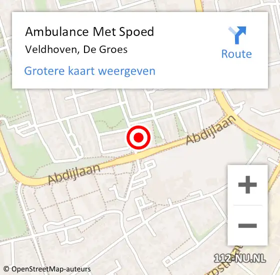 Locatie op kaart van de 112 melding: Ambulance Met Spoed Naar Veldhoven, De Groes op 18 maart 2016 03:57