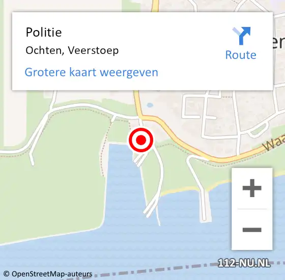 Locatie op kaart van de 112 melding: Politie Ochten, Veerstoep op 18 maart 2016 04:02