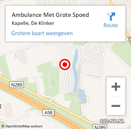 Locatie op kaart van de 112 melding: Ambulance Met Grote Spoed Naar Kapelle, De Klinker op 18 maart 2016 05:13