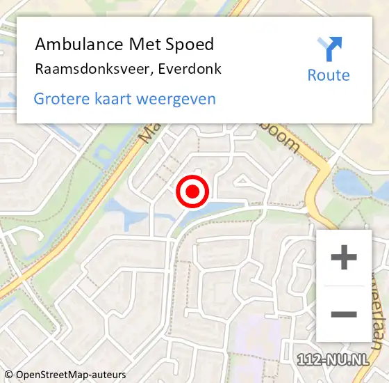 Locatie op kaart van de 112 melding: Ambulance Met Spoed Naar Raamsdonksveer, Everdonk op 18 maart 2016 05:31