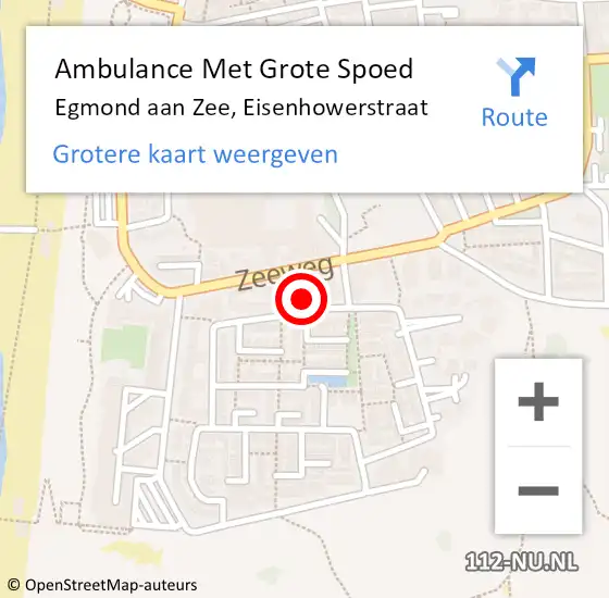 Locatie op kaart van de 112 melding: Ambulance Met Grote Spoed Naar Egmond aan Zee, Eisenhowerstraat op 18 maart 2016 06:15