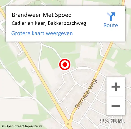 Locatie op kaart van de 112 melding: Brandweer Met Spoed Naar Cadier en Keer, Bakkerboschweg op 18 maart 2016 08:15