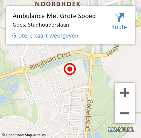 Locatie op kaart van de 112 melding: Ambulance Met Grote Spoed Naar Goes, Stadhouderslaan op 18 maart 2016 08:17