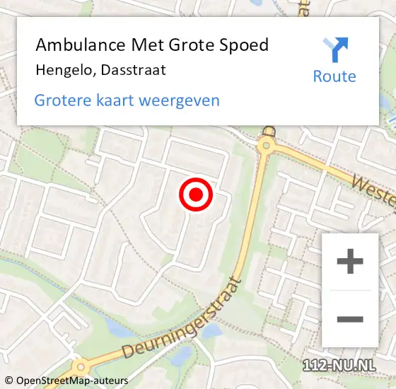 Locatie op kaart van de 112 melding: Ambulance Met Grote Spoed Naar Hengelo, Dasstraat op 18 maart 2016 09:13