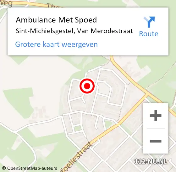 Locatie op kaart van de 112 melding: Ambulance Met Spoed Naar Sint-Michielsgestel, Van Merodestraat op 18 maart 2016 09:26