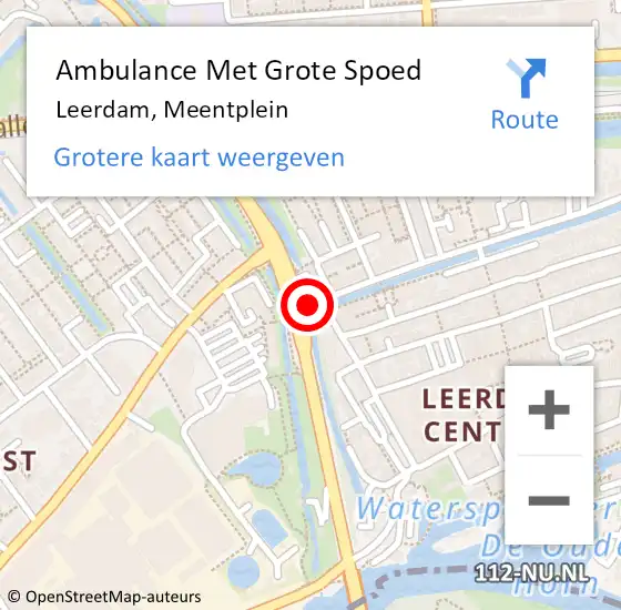 Locatie op kaart van de 112 melding: Ambulance Met Grote Spoed Naar Leerdam, Meentplein op 18 maart 2016 10:12