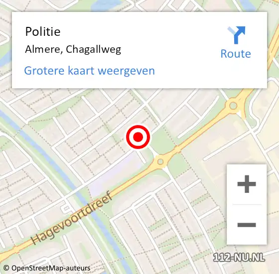 Locatie op kaart van de 112 melding: Politie Almere, Chagallweg op 18 maart 2016 11:11