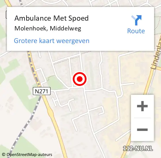 Locatie op kaart van de 112 melding: Ambulance Met Spoed Naar Molenhoek, Middelweg op 9 december 2013 11:15