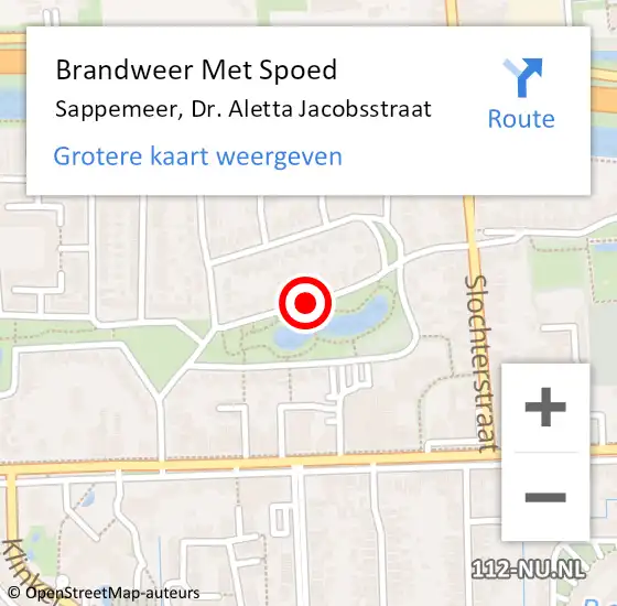 Locatie op kaart van de 112 melding: Brandweer Met Spoed Naar Sappemeer, Dr. Aletta Jacobsstraat op 18 maart 2016 11:54