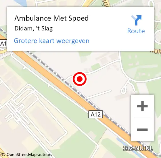 Locatie op kaart van de 112 melding: Ambulance Met Spoed Naar Didam, 't Slag op 18 maart 2016 11:56