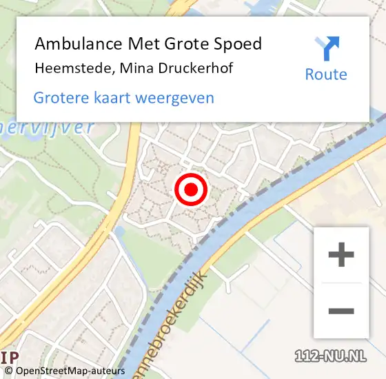 Locatie op kaart van de 112 melding: Ambulance Met Grote Spoed Naar Heemstede, Mina Druckerhof op 18 maart 2016 12:24