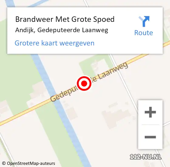 Locatie op kaart van de 112 melding: Brandweer Met Grote Spoed Naar Andijk, Gedeputeerde Laanweg op 18 maart 2016 13:18