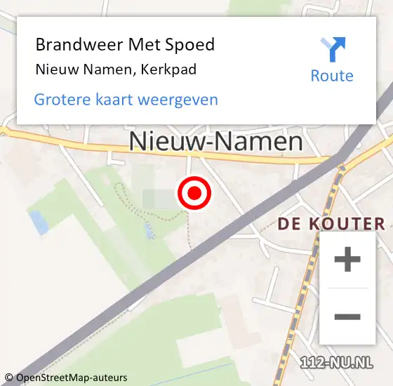 Locatie op kaart van de 112 melding: Brandweer Met Spoed Naar Nieuw Namen, Kerkpad op 18 maart 2016 13:22