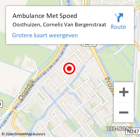 Locatie op kaart van de 112 melding: Ambulance Met Spoed Naar Oosthuizen, Cornelis Van Bergenstraat op 9 december 2013 11:25