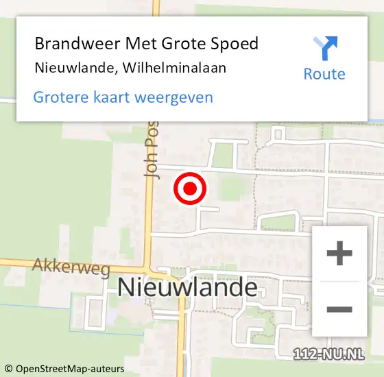 Locatie op kaart van de 112 melding: Brandweer Met Grote Spoed Naar Nieuwlande, Wilhelminalaan op 18 maart 2016 13:22