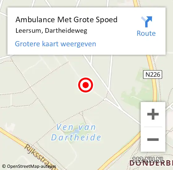 Locatie op kaart van de 112 melding: Ambulance Met Grote Spoed Naar Leersum, Dartheideweg op 18 maart 2016 14:30