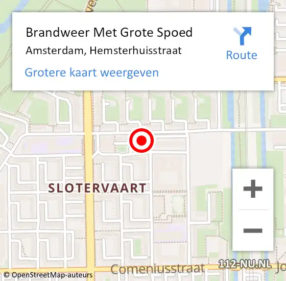 Locatie op kaart van de 112 melding: Brandweer Met Grote Spoed Naar Amsterdam, Hemsterhuisstraat op 18 maart 2016 14:39