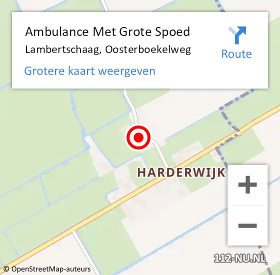 Locatie op kaart van de 112 melding: Ambulance Met Grote Spoed Naar Lambertschaag, Oosterboekelweg op 18 maart 2016 14:58