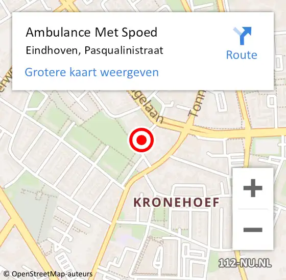 Locatie op kaart van de 112 melding: Ambulance Met Spoed Naar Eindhoven, Pasqualinistraat op 18 maart 2016 15:06