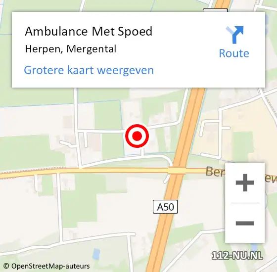 Locatie op kaart van de 112 melding: Ambulance Met Spoed Naar Herpen, Mergental op 18 maart 2016 15:16