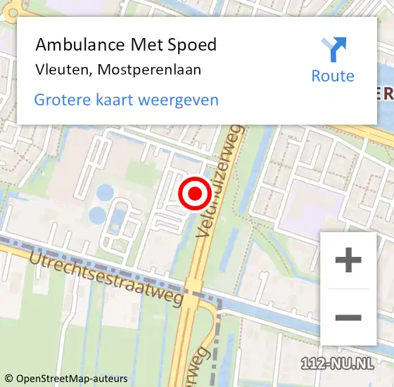 Locatie op kaart van de 112 melding: Ambulance Met Spoed Naar Vleuten, Mostperenlaan op 18 maart 2016 15:32