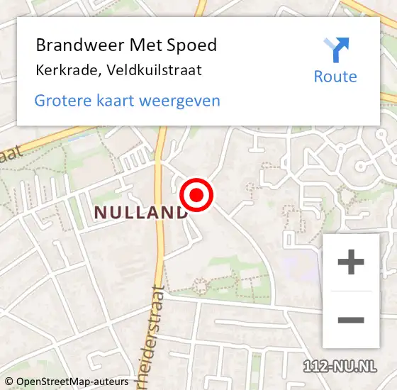 Locatie op kaart van de 112 melding: Brandweer Met Spoed Naar Kerkrade, Veldkuilstraat op 18 maart 2016 15:41