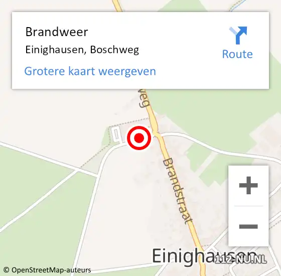 Locatie op kaart van de 112 melding: Brandweer Einighausen, Boschweg op 9 december 2013 11:39