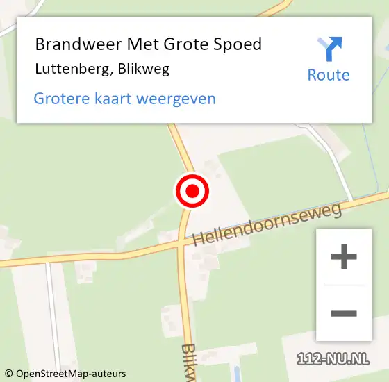 Locatie op kaart van de 112 melding: Brandweer Met Grote Spoed Naar Luttenberg, Blikweg op 18 maart 2016 15:59