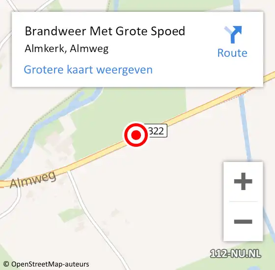 Locatie op kaart van de 112 melding: Brandweer Met Grote Spoed Naar Almkerk, Almweg op 18 maart 2016 15:59