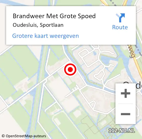 Locatie op kaart van de 112 melding: Brandweer Met Grote Spoed Naar Oudesluis, Sportlaan op 18 maart 2016 16:37