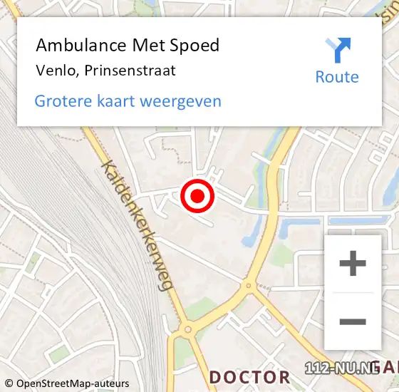 Locatie op kaart van de 112 melding: Ambulance Met Spoed Naar Venlo, Prinsenstraat op 18 maart 2016 16:47