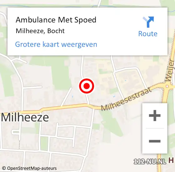 Locatie op kaart van de 112 melding: Ambulance Met Spoed Naar Milheeze, Bocht op 18 maart 2016 17:02