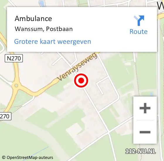 Locatie op kaart van de 112 melding: Ambulance Wanssum, Postbaan op 9 december 2013 11:47