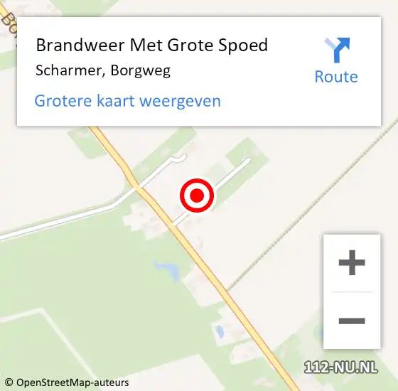 Locatie op kaart van de 112 melding: Brandweer Met Grote Spoed Naar Scharmer, Borgweg op 18 maart 2016 18:04