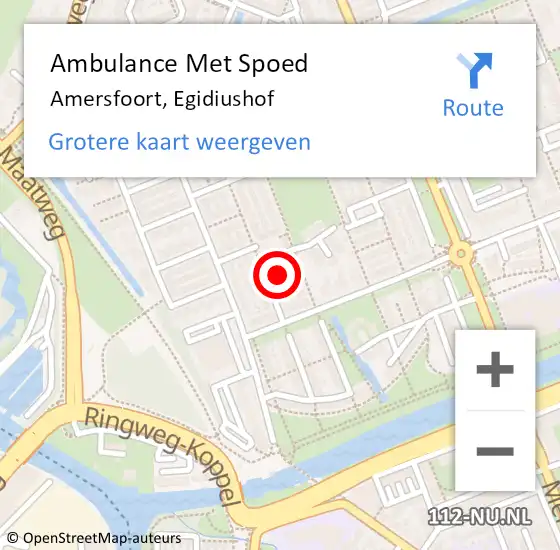 Locatie op kaart van de 112 melding: Ambulance Met Spoed Naar Amersfoort, Egidiushof op 18 maart 2016 18:23