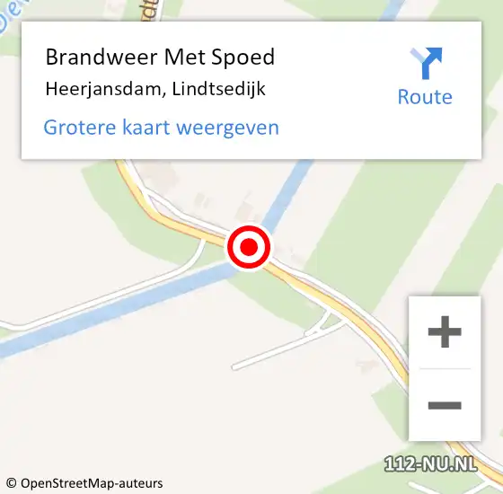 Locatie op kaart van de 112 melding: Brandweer Met Spoed Naar Heerjansdam, Lindtsedijk op 18 maart 2016 18:26