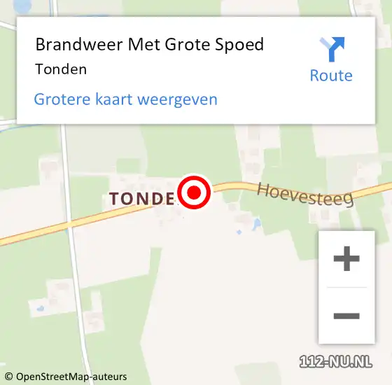 Locatie op kaart van de 112 melding: Brandweer Met Grote Spoed Naar Tonden op 18 maart 2016 19:49